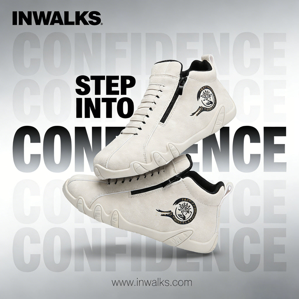 Inwalks® - Nedrseči, vodoodporni, ročno šivani semiš čevlji, ki naravno podpirajo in popravljajo držo stopal.